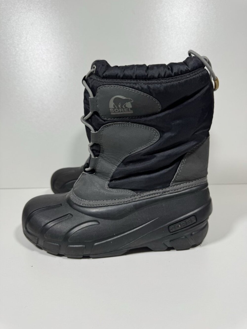 Sorel Boys 3 3Y Snow Rain Boots Black Outdoor Waterproof Pull On Winter EU 34